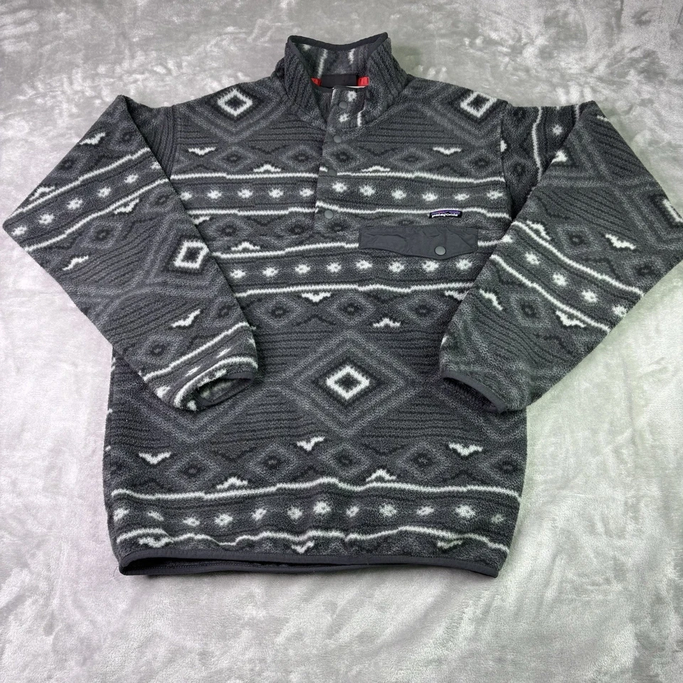 Patagonia Aztec Tribal Eyota Synchilla Snap-T Fleece Jacket Coat Mens Small Gray - Image 2 of 4