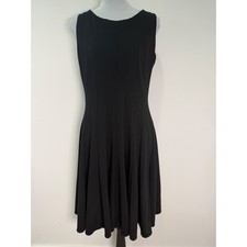 Calvin Klein Black Pintuck Fit and Flare Dress Sleeveless CD0P9L25 BLK