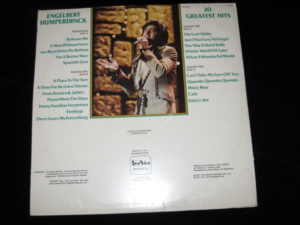 Engelbert Humperdinck 20 Greatest Hits 1977, 2xLP, TV 1073 Parrot Records - Image 2 of 4