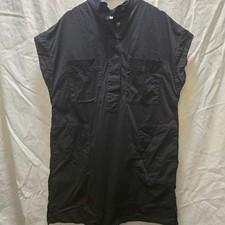 Everlane Black The Easy Workwear Utility Style Button Neck Short Sleeve Dress L