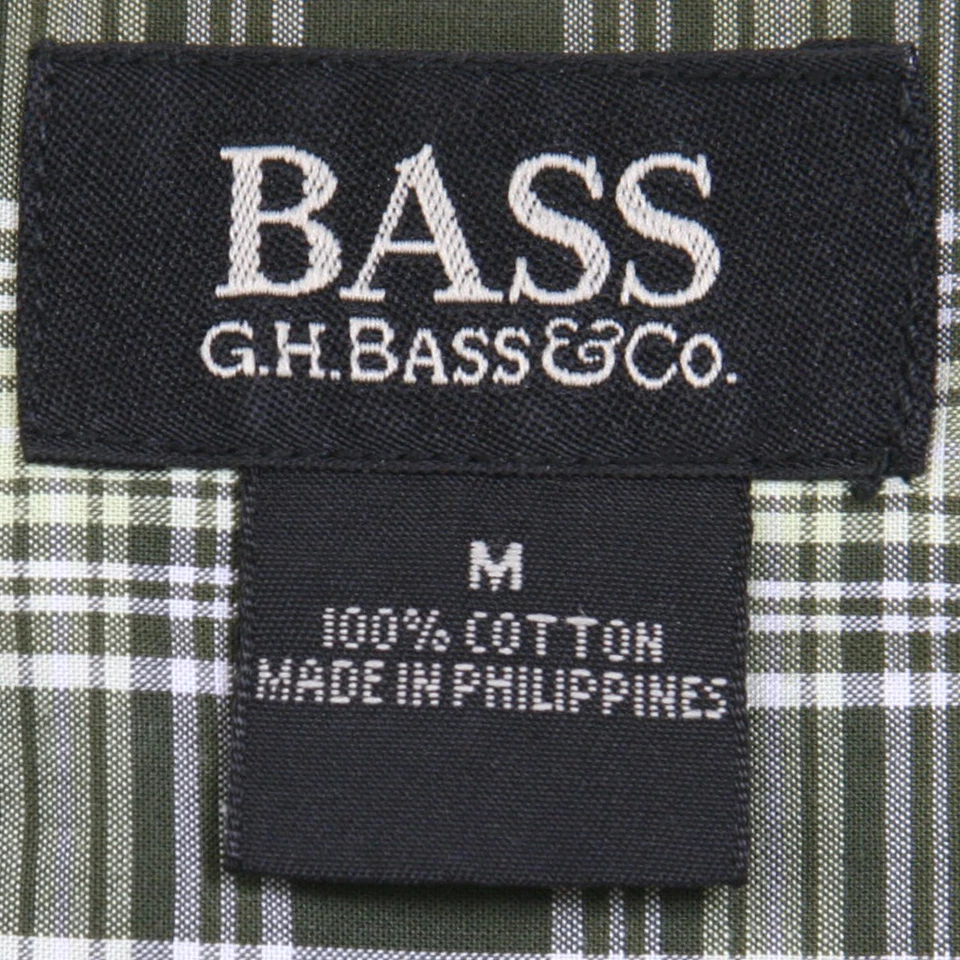 G.H. Camisa de vestir Bass & Co manga larga verde blanco algodón con botones a rayas AA29 Foto 4 de 4