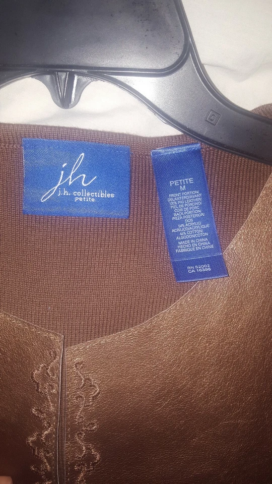 Chaleco JH Collectibles Mujer Vintage Bronce Cuero/Tejido Top Corbata Frontal Talla M/P Foto 2 de 3