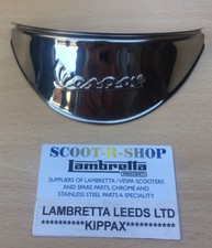 VESPA PX STAINLESS STEEL HEADLIGHT PEAK. VESPA EMBOSSED. NEW