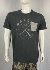 Oakley Industrial Design Gray Crossed Surfboards Front Pocket T Shirt, Men's L