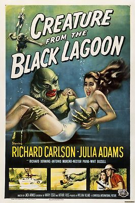 Filmplakat Größe A3/A4 - Vintage 1950er Kreatur aus der schwarzen Lagune