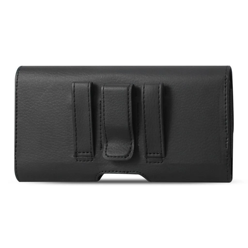 Reiko Black Leather Pouch Card Holder Belt Clip For IPhone with Otterbox Case ON - Image 4 of 4