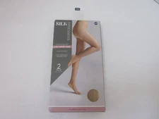 SILK IMPRESSIONS 2 Pair High Waisted RICH TAN Light Support Sheer Pantyhose XXXL