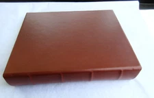 Photo Album 8x9" Leather Cover 4 Ring Binder72 Clear Pockets BROWN