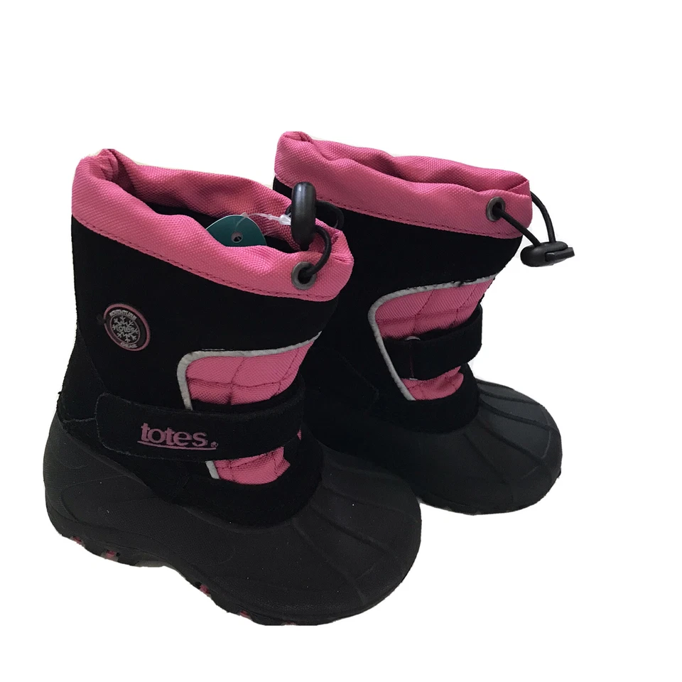 Botas de invierno Totes para niñas pequeñas talla 6 impermeables-rosa cuero negro superior Foto 4 de 4