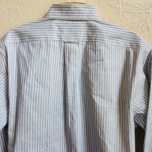 Dillards Roundtree & Yorke Button Up Shirt Mens 15.5X33 Blue Yellow Stripe LS - Picture 10 of 13