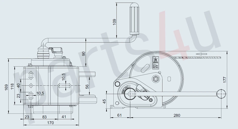 Alko Bootswinde Gurtwinde ca. 900kg Gurt 7m Handwinde Trailer Seilwinde 1225303 - Bild 4 von 4