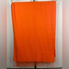 Reemonde Orange Twill Soft Goblincore Rectangle Wrap Scarf With Fringe Hem