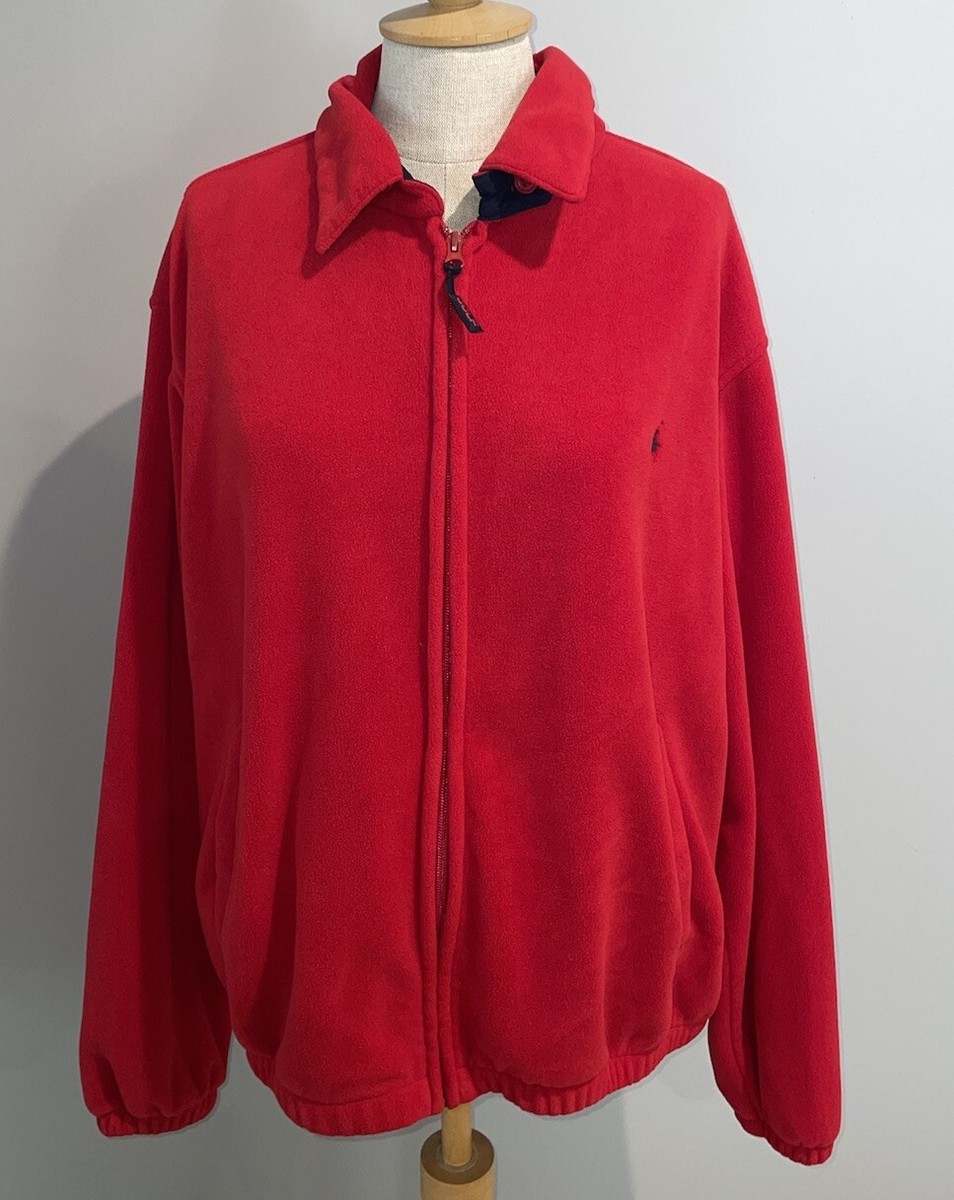 Polo Golf Ralph Lauren Men's Fleece Full-Zip Jacket Red Navy Size