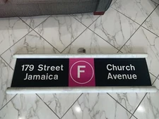 NY NYC SUBWAY ROLL SIGN COLLECTIBLE BROOKLYN F TRAIN 179TH JAMAICA CHURCH AVENUE