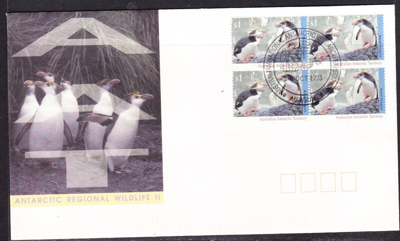 Australia AAT 1993 - $1.00 Royal 4 Day Penguin Cov Block First Shipping included Popular overseas