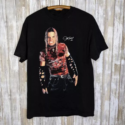 Jeff Hardy Wrestling Signature Black Cotton T Shirt Full Size S-5XL