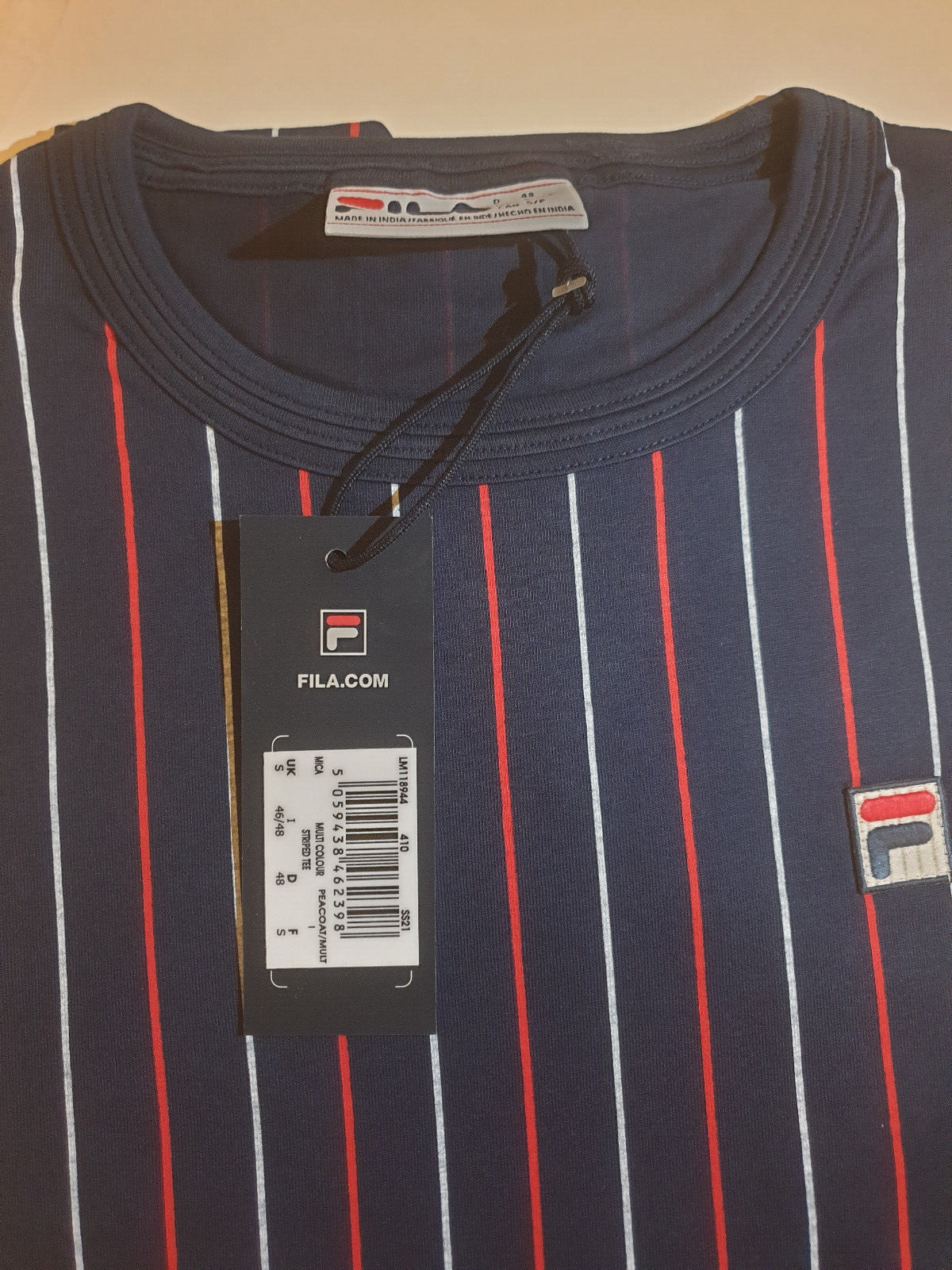 T shirt Fila uomo Lee Navy righe verticali a contrasto retrò