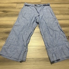 Lauren Ralph Lauren Women  s Blue Striped Linen Pants Size 8 NWOT