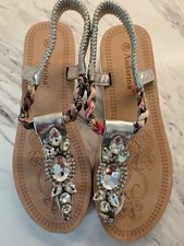 Andarina Brand New Ladies Jeweled Silver toe post sandals - Size 5 Brand New