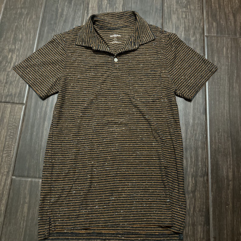 Goodfellow Mens Polo Standard Fit Striped Heather Black/Orange Size Small