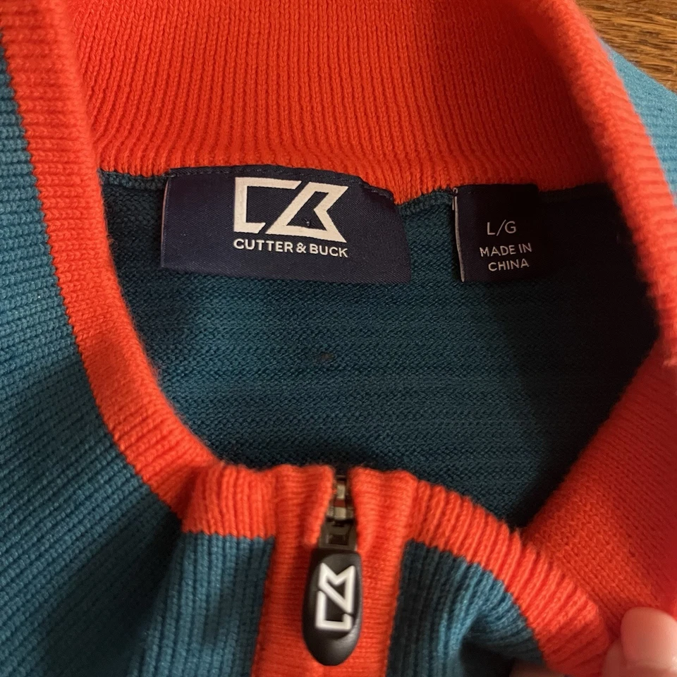 Cutter And Buck Men’s Sweater Vest Cardigan L Preppy golf Teal  - Image 3 of 4