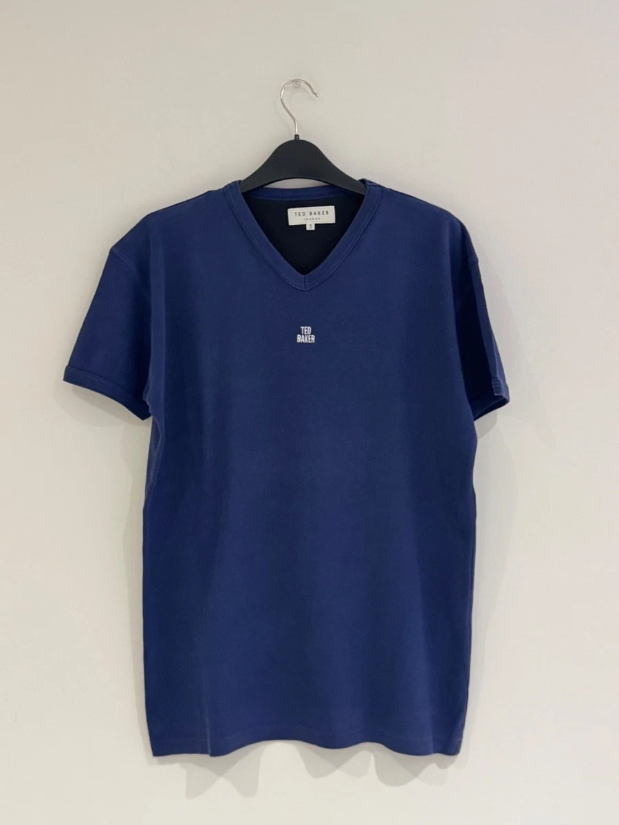 T-shirt Ted Baker Homme, Taille M (3), Bleu, Manches Courtes, Très Bon état