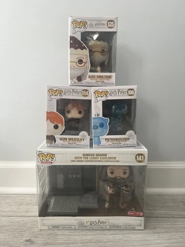 Funko Pop Harry Potter Lot Dumbledore 125, Ron 114, Patronus 106, Hagrid Deluxe