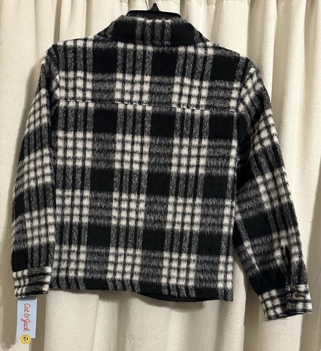 Cat & Jack Girls Size XL (14) Jacket, Plaid Black & White Button Down Shirt Jckt - Picture 2 of 11