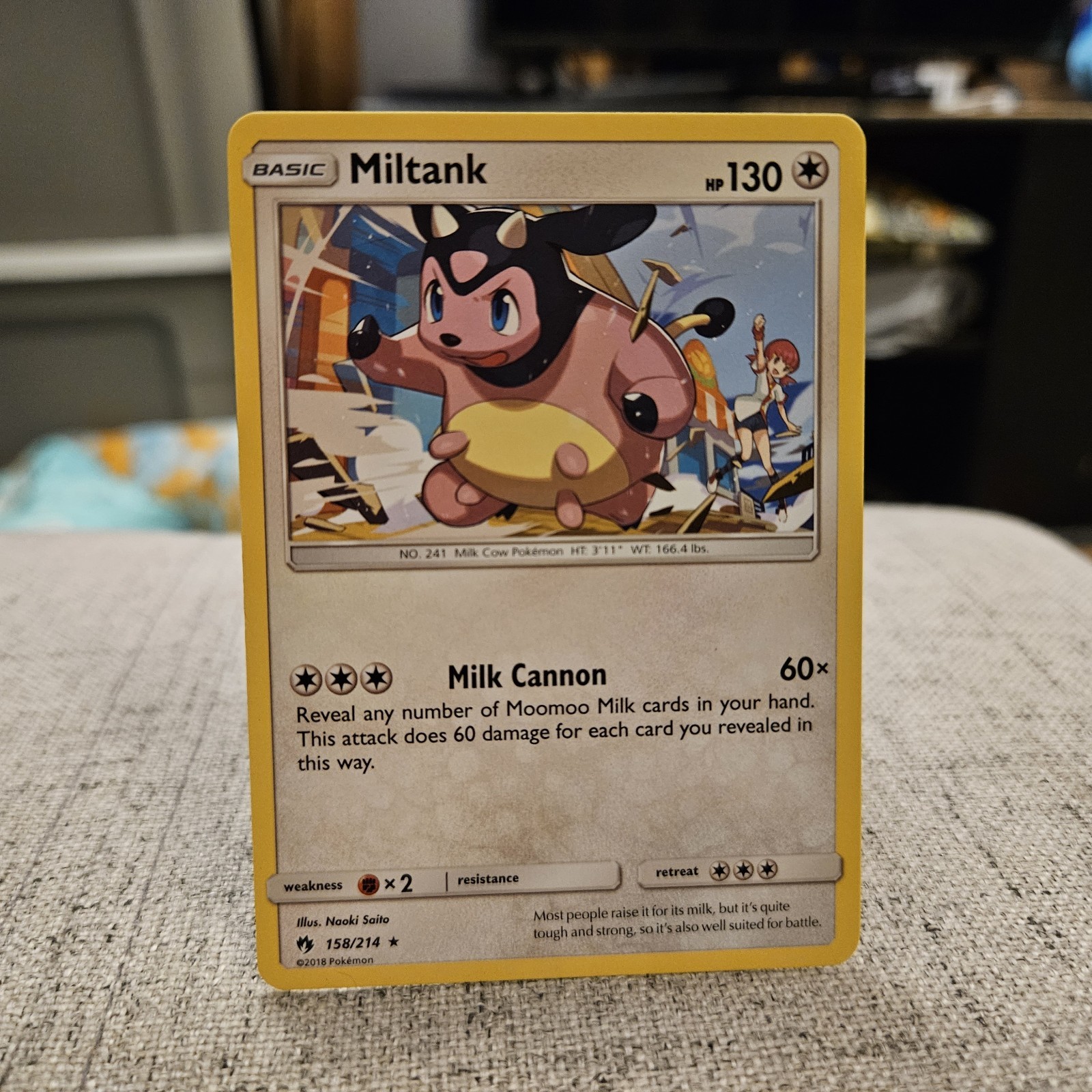 Miltank Pokemon TCG SM Lost Thunder Rare Card #158/214
