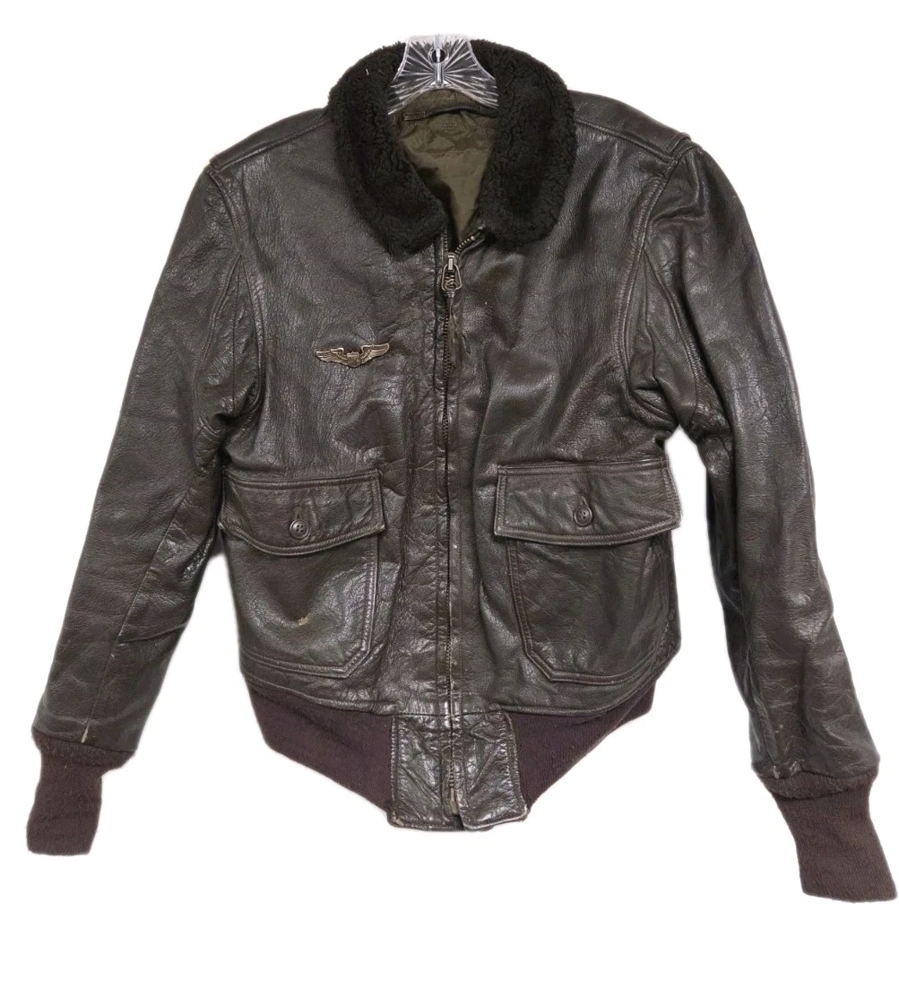 Blouson Militaire US Type G-1 Fly Jacket En Cuir - Taille S/M - Occasion Très Bon état - Veste Vintage