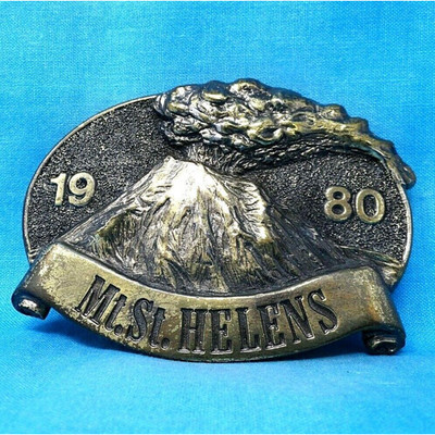 Mt St Helens Belt Buckle 1980 Volcanic Eruption Commemorative Vtg TGABC .XTT345