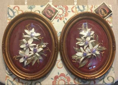 Vtg Nature s Treasure Dendrobium Orchid Real Flower Preserved 24 KT Plt Gold Set