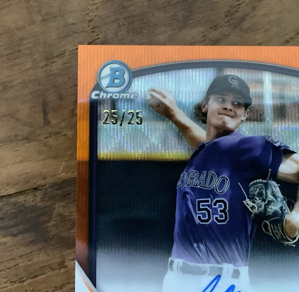 Connor Staine 2023 1st Bowman Chrome Orange Wave Auto 25/25 = ebay 1/1 Rockies - Image 3 of 4
