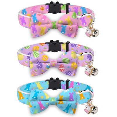 3 Pcs Easter Cat Collar with Breakaway Bell Bow Tie Rabbit Bunny Egg Adjustable 