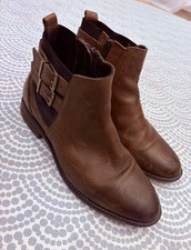 Fat Face Dalby strap Chelsea ankle boots brown leather size EU 39 Uk 6