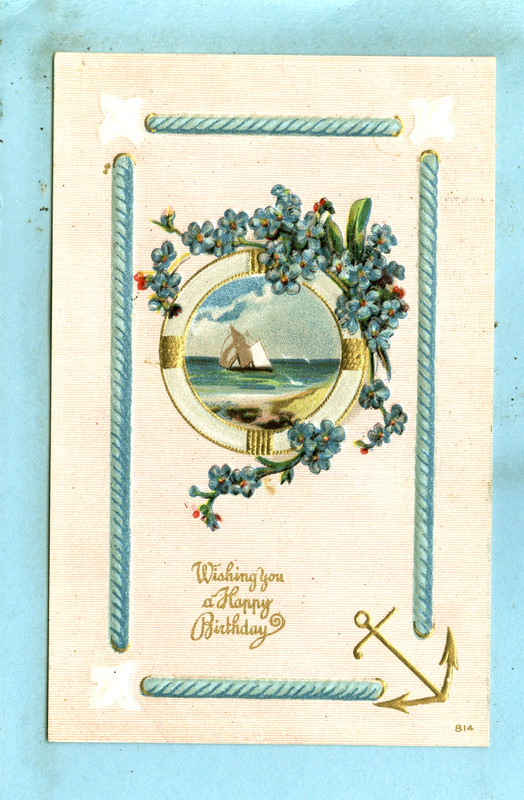 Embossed, 'Wishing You a Happy Birthday ", Sea Scene....