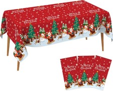 3 Pack Christmas Tablecloth, Disposable Plastic Christmas: 3 Pcs, Red White