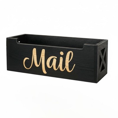 Wooden Mail Organizer Multifunctional Wall Mount Mail Holder Rustic Desk Holder