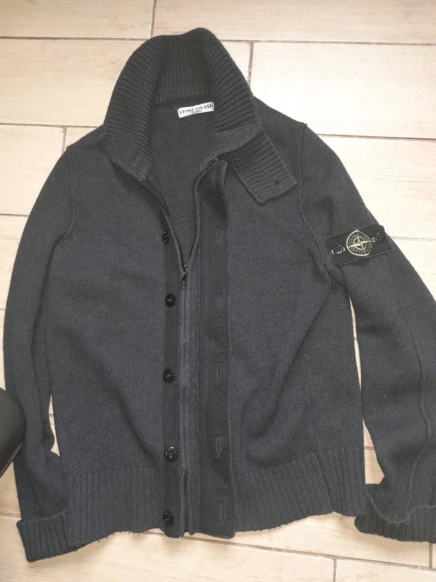 Chaqueta suéter para hombre Stone Island de punto lana/nailon negro gris antracita M (L)