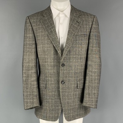 CANALI Größe 40 Schwarzer Beiger Glenplaid Kaschmir Einreihiger Sportmantel