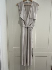 Zara Pleated Midi Dress Beige Taupe Draped Sleeveless Size L - See Description 