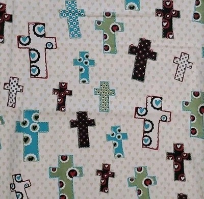 Patchwork Quilt Style Crosses Cross Fabric Amy Lee Weeks VIP Cranston 42'' X 59''