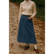 Vtg Lauren Jeans Ralph Lauren Denim A Line Maxi Skirt Sz 4 Side Buckle Prairie