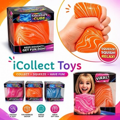 VIRAL Squishy ORANGE Marble Nice Cube Swirl Sugar Squishy Cube 2.5  Squishy