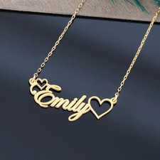 Personalized Name Custom Necklace Women Heart Stainless Steel Pendant Gift Jewel