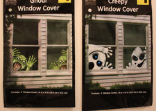 Happy Halloween 2-PACK Window Covers 4 Count 14x14 in Spooky Ghoul Creepy Ghost