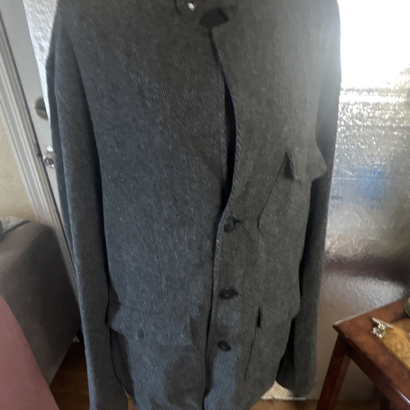 Grayers Gray Stand-Up Collar Button Mid-Length Ja… - image 2