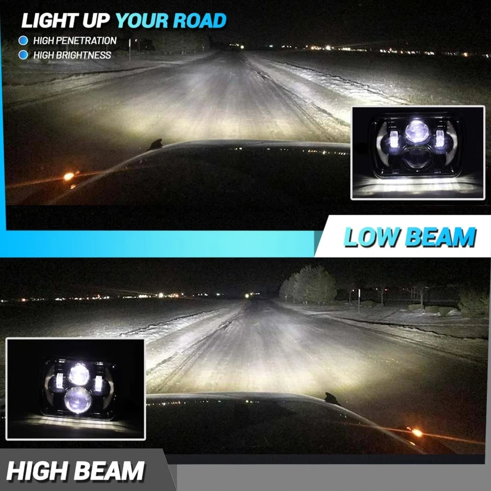 For International Harvester 9900 9200 9400i 4700 4800 7x6 inch Led Headlights 2x - Image 2 of 4