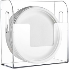 Acrylic Paper Plate Dispenser Wall Mounted Paper Plate Organizer in Cabinet