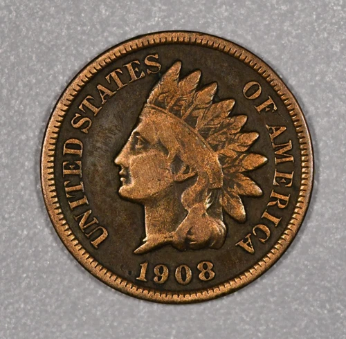 1908-S "Indian Head" Small-Cent Bronze Coin, Variety 3, Very Good